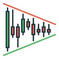 Candlestick chart Triangle figure Crypto Trading colored icon or logo element vector