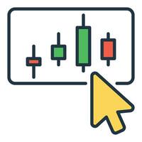 Candlestick Chart with Mouse Cursor colored icon or logo vector