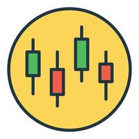 Crypto Candlestick Charts in Circle Technical Analysis colored icon or sign vector