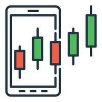 Candlestick chart pattern inside Smartphone stock trading colored icon or symbol vector