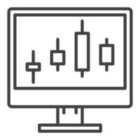 PC Screen with Candlestick charts linear icon or symbol vector