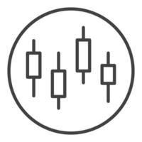 Circle with Japanese Candlestick Charts Technical Analysis icon or symbol in outline style vector