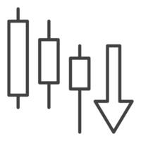 Down Trend with Candlestick Charts Technical Analysis icon or symbol in outline style vector