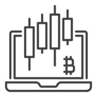 Laptop with Candlestick charts linear icon or symbol vector