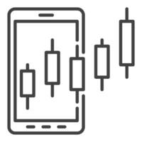 Smartphone and Candlestick Formation Crypto Trading outline icon or design element vector