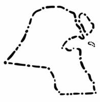 Doodle freehand dash line drawing of Kuwait map. vector
