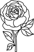 Doodle rose icon Hand drawing line art Flower sketch vector