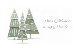 Christmas card with hand drawn Christmas trees vector