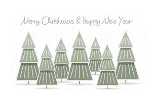 Christmas card with handdrawn Christmas trees vector