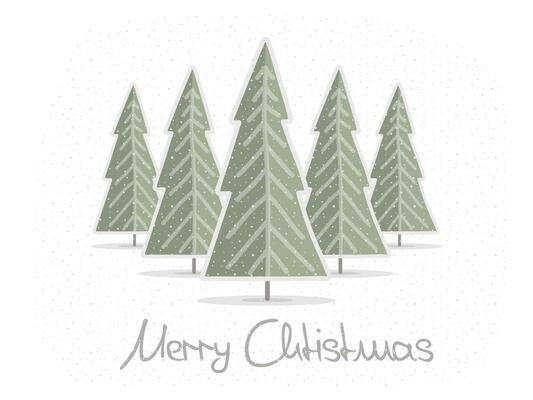 Christmas card with hand drawn Christmas trees
