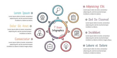 Doodle Circle Diagram with Seven Elements vector