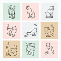 Cute Cats with Different Poses Expressions and Emotions vector