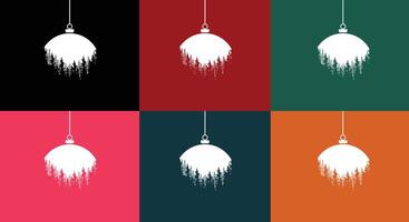 Christmas Ornaments With Trees Inside vector