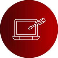 Laptop Repair Line Button Icon vector