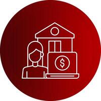 Work From Home Line Button Icon vector