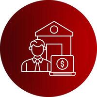 Work From Home Line Button Icon vector