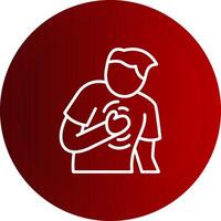 Chest Pain Line Button Icon vector