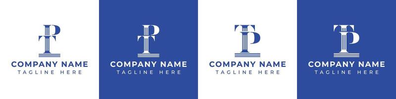 Letters PT and TP Pillar Logo Set, suitable for business with PT and TP related to Pillar vector