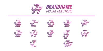 Letters JA JB JC JD JE JF JG JH JI JJ JK JL JM Polygon Logo Set vector