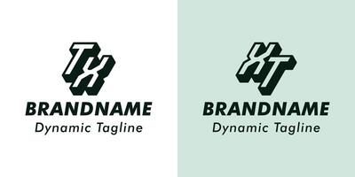 Letters TX and XT 3D Monogram Logo, Suitable for business with XT or TX initials vector