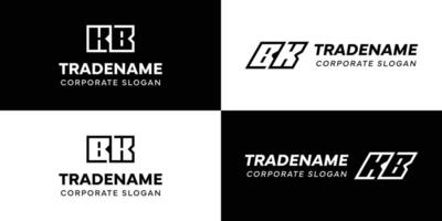 Letters BK and KB Square and Dynamic Logo Set, for business with Initials KB or BK vector