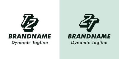 Letters TZ and ZT 3D Monogram Logo, Suitable for business with ZT or TZ initials vector