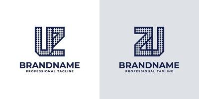 Letters UZ and ZU Dot Monogram Logo, Suitable for business with ZU or UZ initials vector