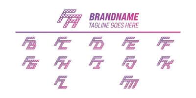 Letters FA FB FC FD FE FF FG FH FI FJ FK FL FM Polygon Logo Set vector