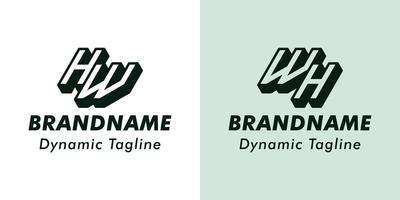 Letters HW and WH 3D Monogram Logo, Suitable for business with WH or HW initials vector