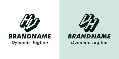 Letters HV and VH 3D Monogram Logo, Suitable for business with VH or HV initials vector
