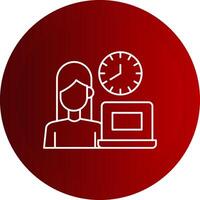 Working Hours Line Button Icon vector