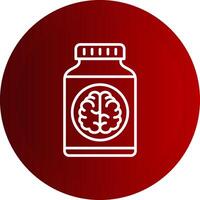 Brain Pills Line Button Icon vector