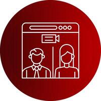 Web Conference Line Button Icon vector