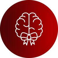 Brain Ribbon Line Button Icon vector