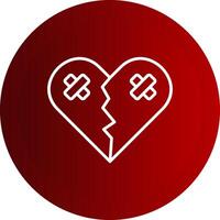 Broken Heart Line Button Icon vector