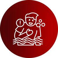 Drowning Feeling Line Button Icon vector