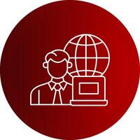 Remotely Working Line Button Icon vector