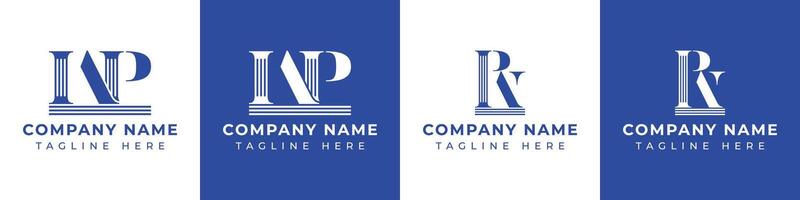 Letters PW and WP Pillar Logo Set, suitable for business with PW and WP related to Pillar vector