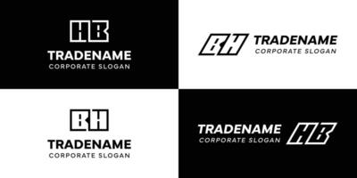 Letters BH and HB Square and Dynamic Logo Set, for business with Initials HB or BH vector