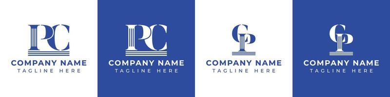 Letters PC and CP Pillar Logo Set, suitable for business with PC and CP related to Pillar vector