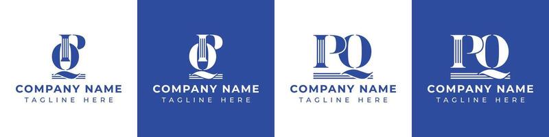 Letters PQ and QP Pillar Logo Set, suitable for business with PQ and QP related to Pillar vector