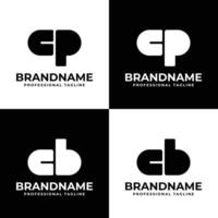 Letters CP or CB Monogram Logo Set, for any business with CB, BC, CP or PC initials vector