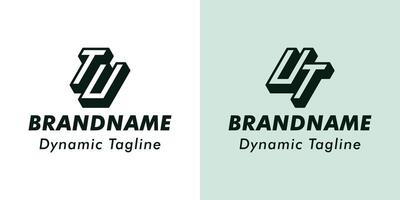 Letters TU and UT 3D Monogram Logo, Suitable for business with UT or TU initials vector