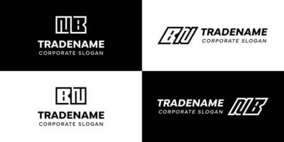 Letters BN and NB Square and Dynamic Logo Set, for business with Initials NB or BN vector