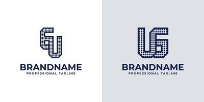 Letters GU and UG Dot Monogram Logo, Suitable for business with UG or GU initials vector