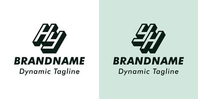 Letters HY and YH 3D Monogram Logo, Suitable for business with YH or HY initials vector