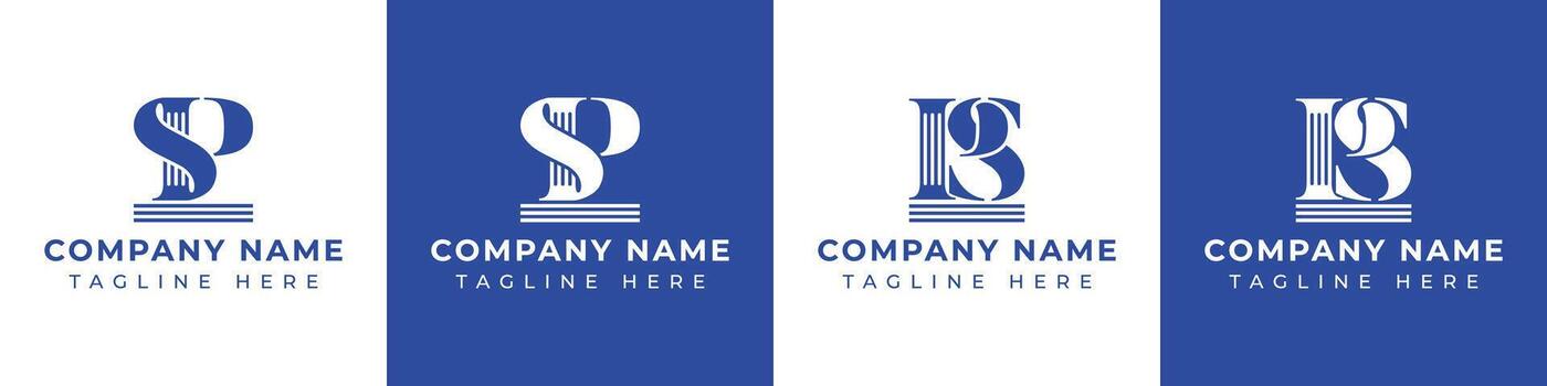Letters PS and SP Pillar Logo Set, suitable for business with PS and SP related to Pillar vector