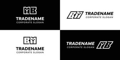 Letters BM and MB Square and Dynamic Logo Set, for business with Initials MB or BM vector