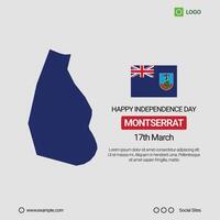 Montserrat National Day Social Media Banner, Editable Design with Map and Flag vector