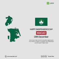 Macao National Day Social Media Banner, Editable Design with Map and Flag vector